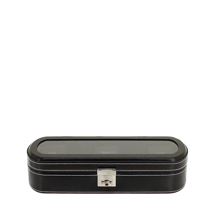 Friedrich  Uhrenkoffer London für 5 oder 10 Uhren mit Glasdeckel aus Leder