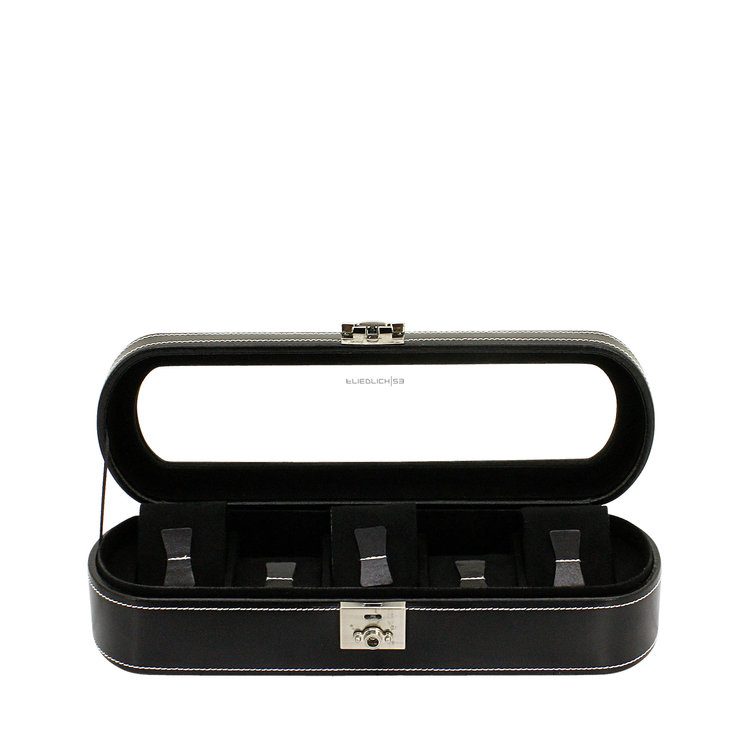 Friedrich  Uhrenkoffer London für 5 oder 10 Uhren mit Glasdeckel aus Leder