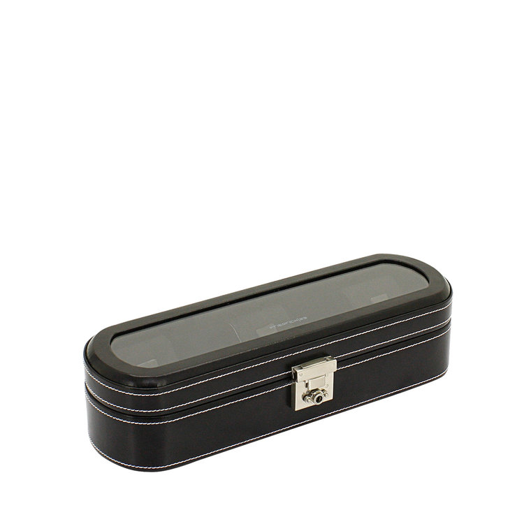 Friedrich  Uhrenkoffer London für 5 oder 10 Uhren mit Glasdeckel aus Leder