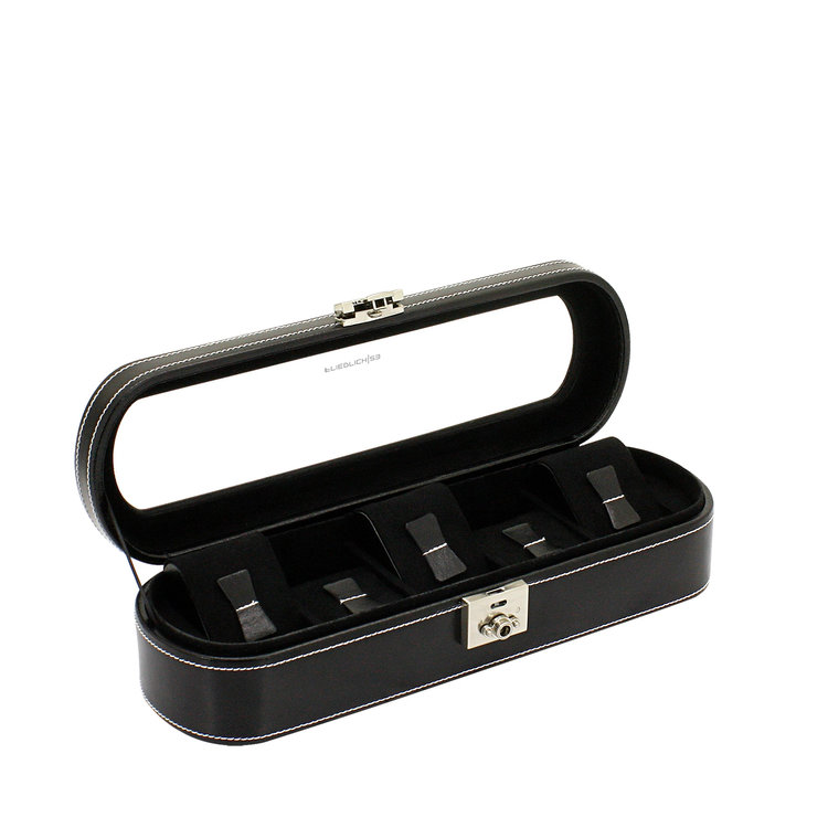 Friedrich  Uhrenkoffer London für 5 oder 10 Uhren mit Glasdeckel aus Leder