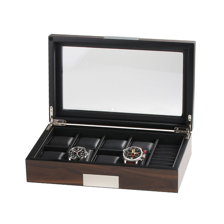 leonardo louis Uhrenbox Brescia für 8 Uhren mit Fach für Manschettenknöpfe - Dark Wood  Edition