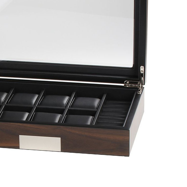 leonardo louis Uhrenbox Brescia für 8 Uhren mit Fach für Manschettenknöpfe - Dark Wood  Edition