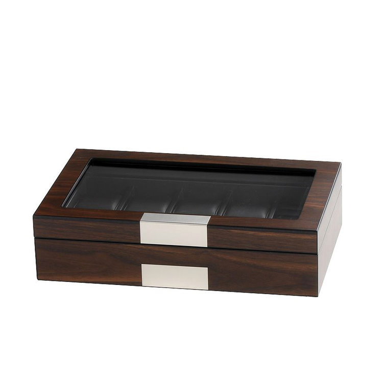 leonardo louis Uhrenbox Brescia für 8 Uhren mit Fach für Manschettenknöpfe - Dark Wood  Edition