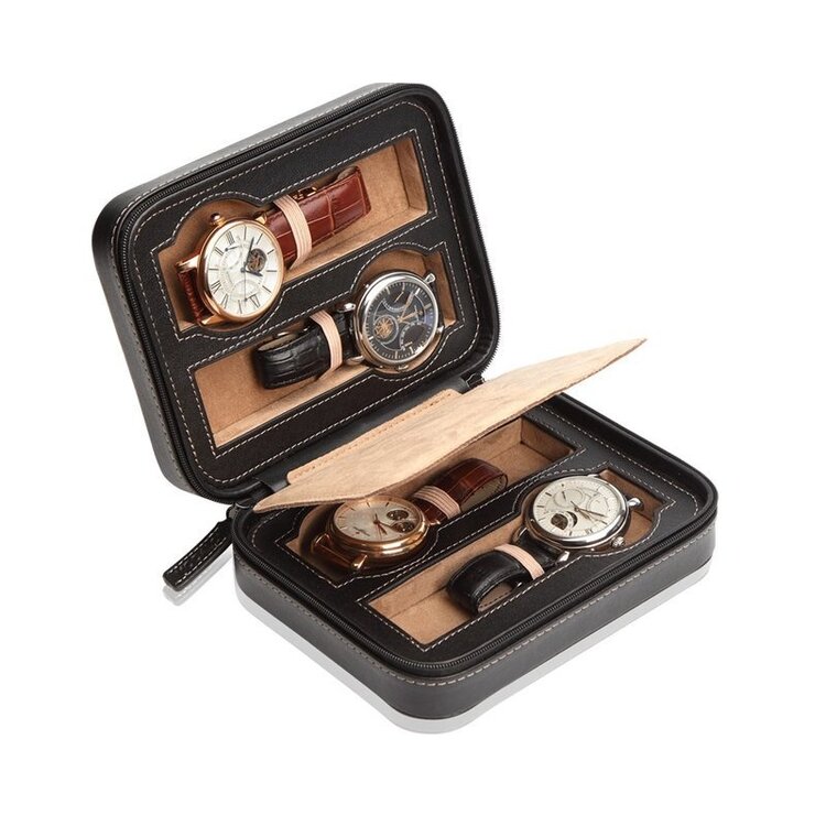 Modalo Uhrenbeweger UHRENETUI INVIA FÜR 4 UHREN SCHWARZ