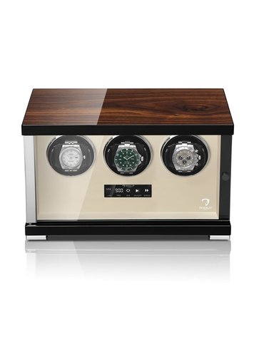 Modalo Uhrenbeweger SHOWTIME Uhrenbeweger für 3 Uhren WALNUSS BEIGE