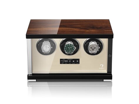 Modalo SHOWTIME Uhrenbeweger für 3 Uhren WALNUSS BEIGE