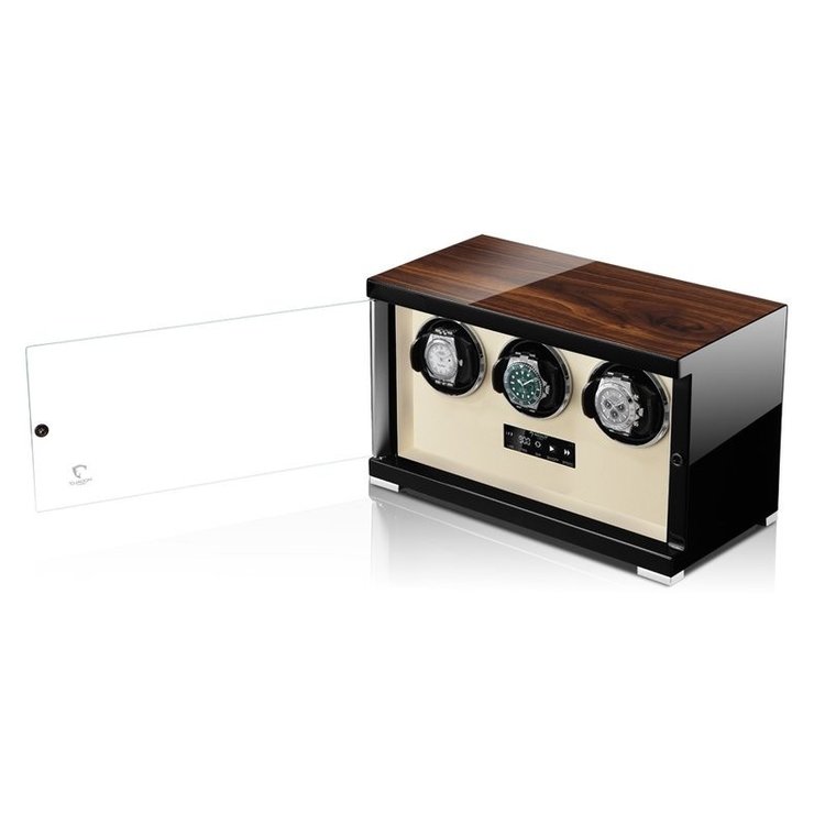 Modalo SHOWTIME Uhrenbeweger für 3 Uhren  WALNUSS BEIGE