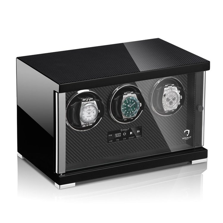 Modalo SHOWTIME Uhrenbeweger für 3 Uhren CARBON