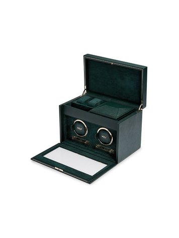 Wolf 1834 Uhrenbeweger „British Racing“ Double Watch Winder mit Reise-Etui WOLF