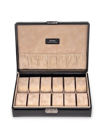 Uhrenetui für 12 Uhren new classic / schwarz (Leder)