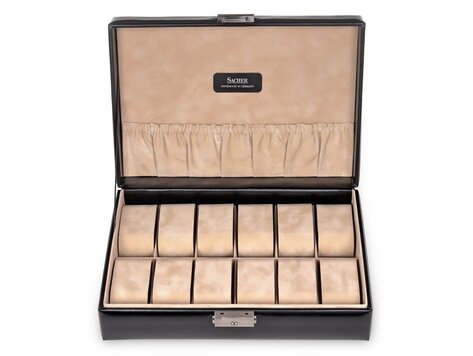 Uhrenetui für 12 Uhren new classic / schwarz (Leder)