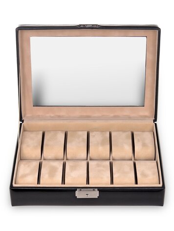 Uhrenetui für 12 Uhren new classic / schwarz (Leder)