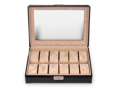 Uhrenetui für 12 Uhren new classic / schwarz (Leder)