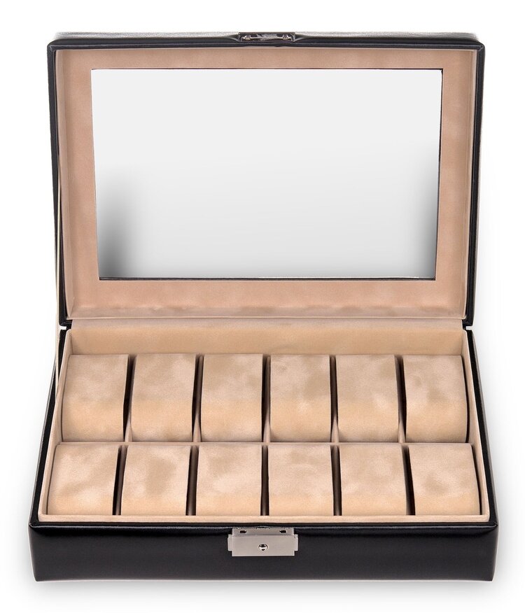 Sacher Uhrenetui für 12 Uhren new classic / schwarz (Leder)