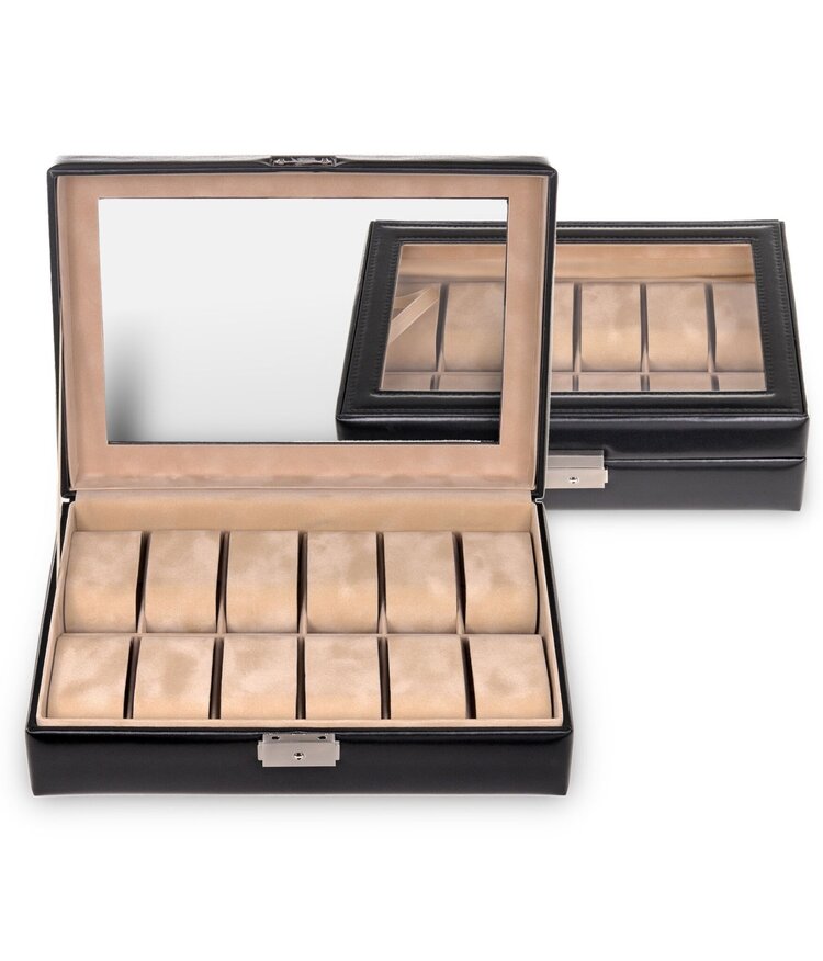 Sacher Uhrenetui für 12 Uhren new classic / schwarz (Leder)