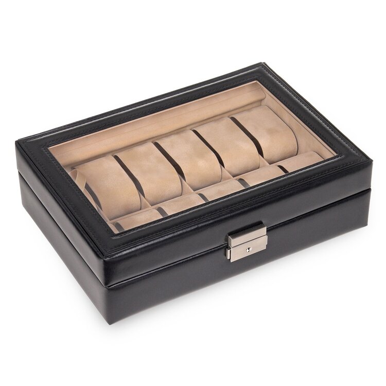 Uhrenetui für 12 Uhren new classic / schwarz (Leder)