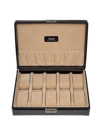 Uhrenetui für 10 Uhren new classic / schwarz (Leder)