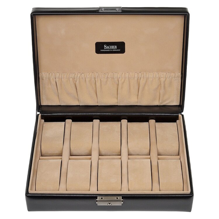 Sacher  Uhrenetui für 10 Uhren new classic / schwarz (Leder)