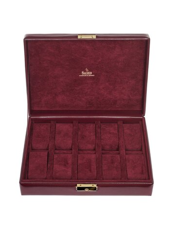 Sacher Uhrenetui für 10 Uhren acuro / bordeaux (Leder)