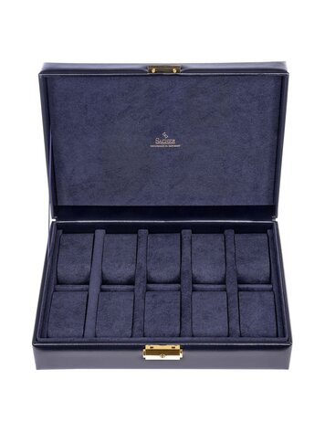 Uhrenetui für 10 Uhren acuro / navy (Leder)