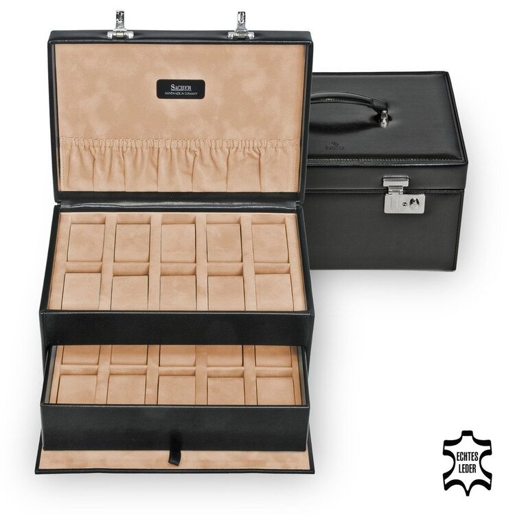 Sacher Uhrenkoffer new classic – 20 Uhren, schwarz Leder