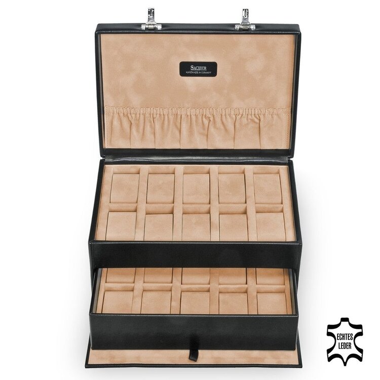Sacher Uhrenkoffer new classic – 20 Uhren, schwarz Leder