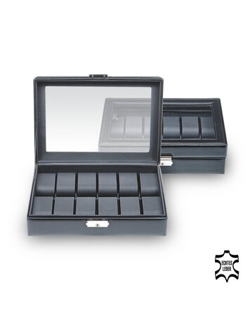 Sacher Uhrenetui für 12 Uhren black exclusive / schwarz (Leder)