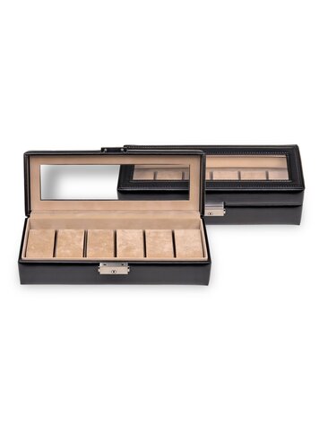Uhrenetui für 6 Uhren new classic / schwarz (Leder)