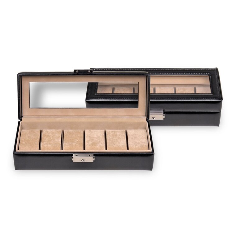Uhrenetui für 6 Uhren new classic / schwarz (Leder)