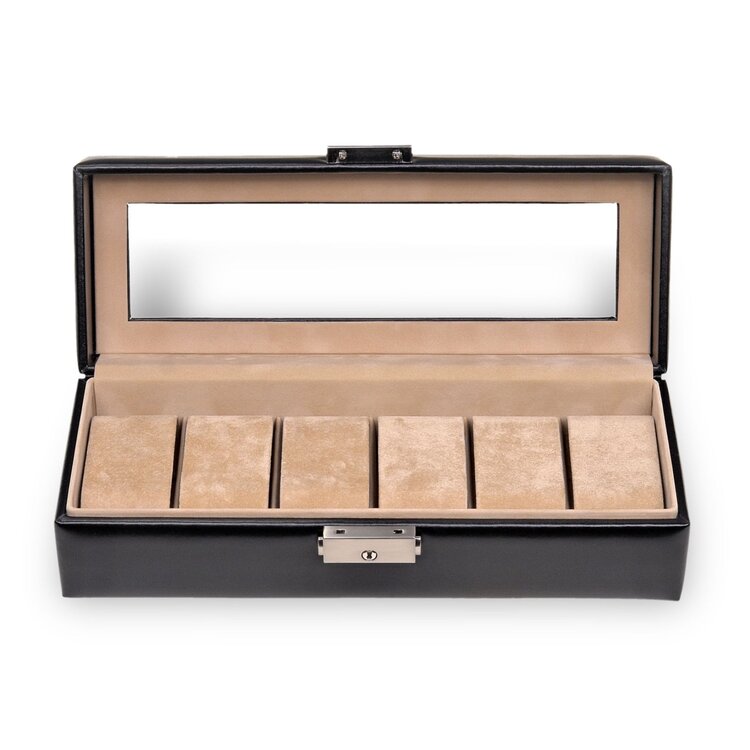 Uhrenetui für 6 Uhren new classic / schwarz (Leder)