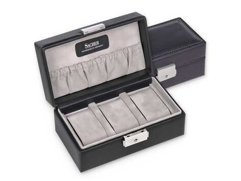 Sacher Uhrenetui für 3 Uhren tamigi sport / schwarz (Leder)