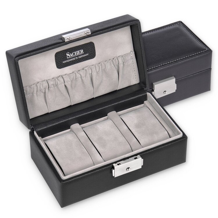 Sacher Uhrenetui für 3 Uhren tamigi sport / schwarz (Leder)