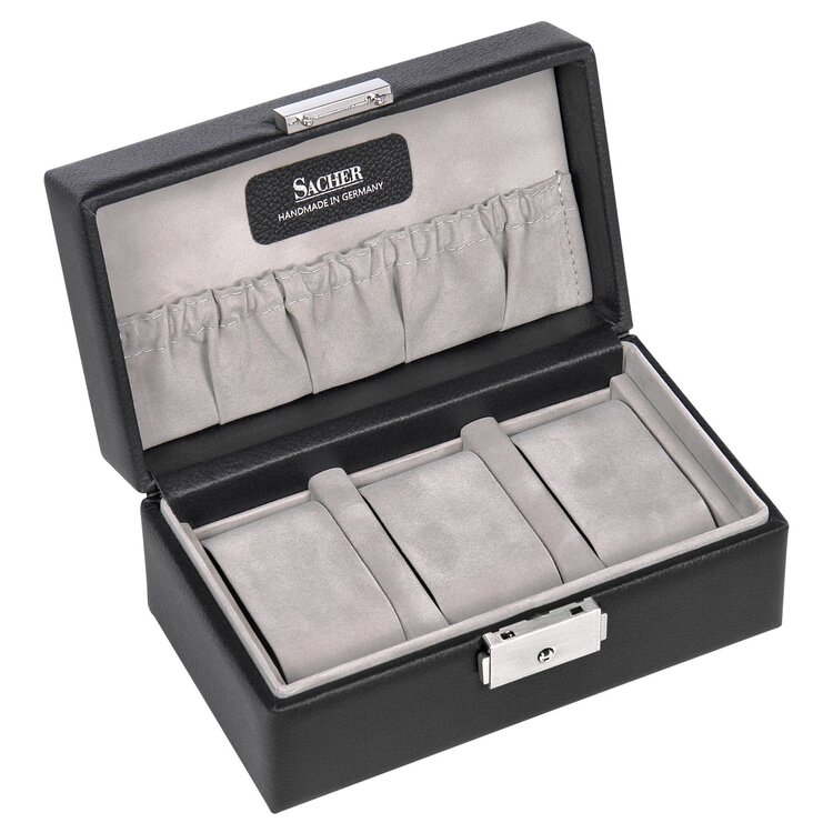 Sacher Uhrenetui für 3 Uhren tamigi sport / schwarz (Leder)