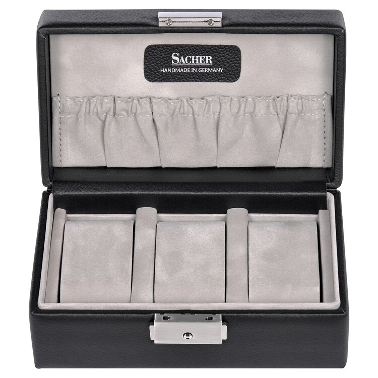 Sacher Uhrenetui für 3 Uhren tamigi sport / schwarz (Leder)