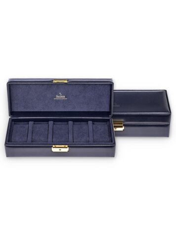 Sacher Uhrenetui für 5 Uhren acuro / navy (Leder)