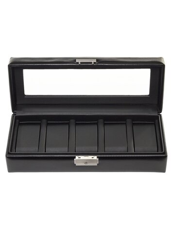 Sacher Uhrenetui für 5 Uhren black exclusive / schwarz (Leder)