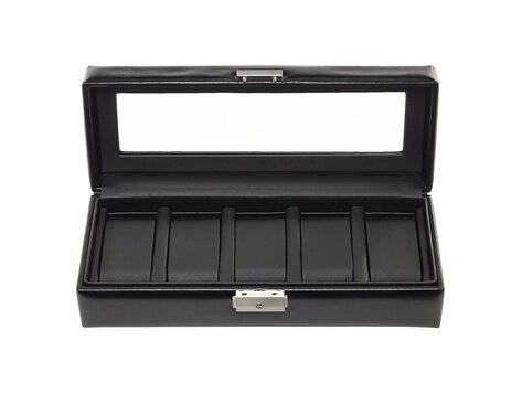 Uhrenetui für 5 Uhren black exclusive / schwarz (Leder)