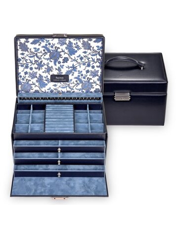 Schmuckkasten Jasmin florage / navy (Leder)