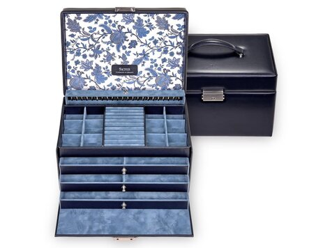 Schmuckkasten Jasmin florage / navy (Leder)