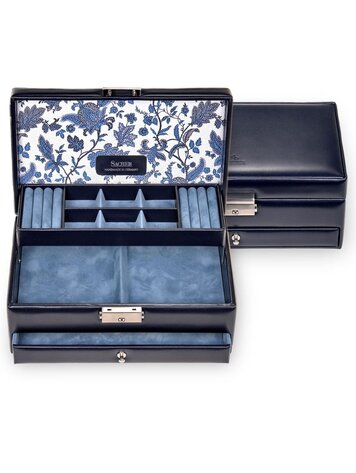 Schmuckkasten Helen florage / navy (Leder)