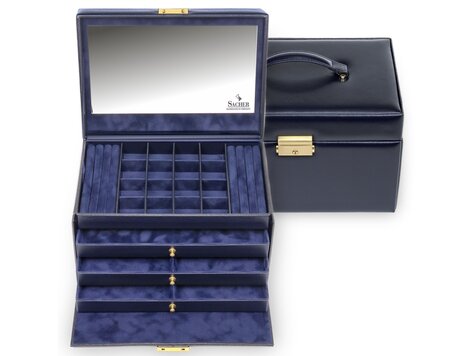 Schmuckkasten Lena acuro / navy (Leder)