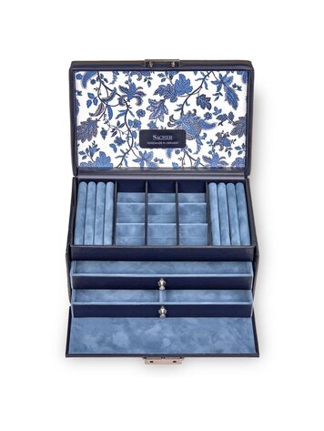 Sacher Schmuckkasten Elly florage / navy (Leder)