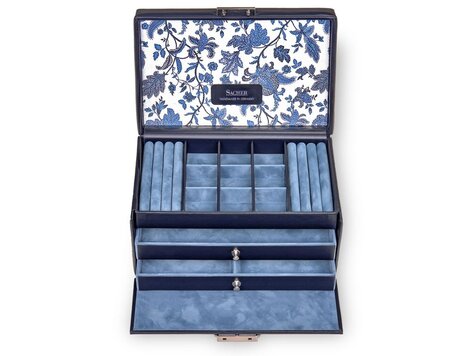 Sacher Schmuckkasten Elly florage / navy (Leder)