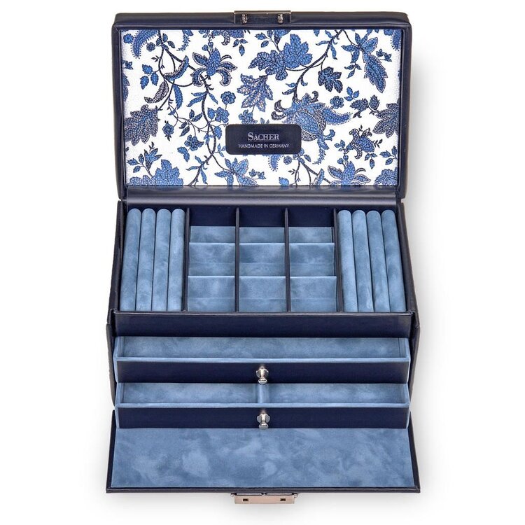 Sacher  Schmuckkasten Elly florage / navy (Leder)