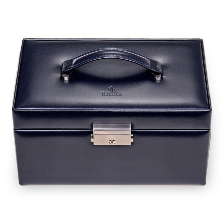 Schmuckkasten Elly florage / navy (Leder)