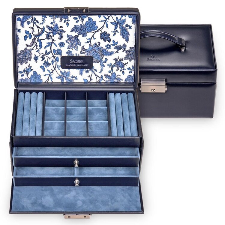 Sacher  Schmuckkasten Elly florage / navy (Leder)