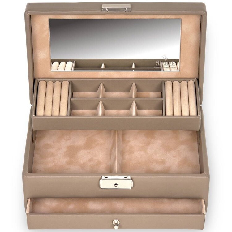 Schmuckkasten Helen nature / taupe (Leder)