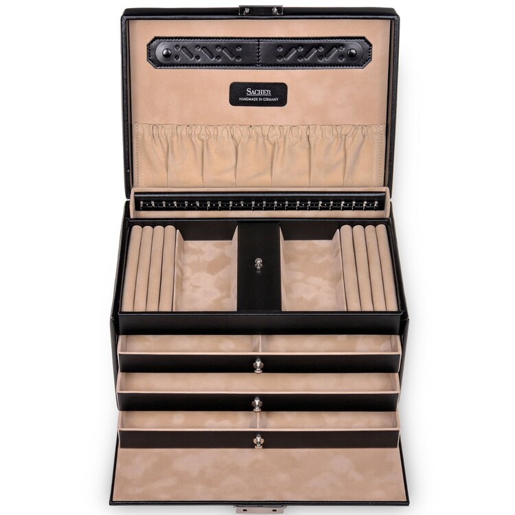 Schmuckkasten Julia new classic / schwarz (Leder)