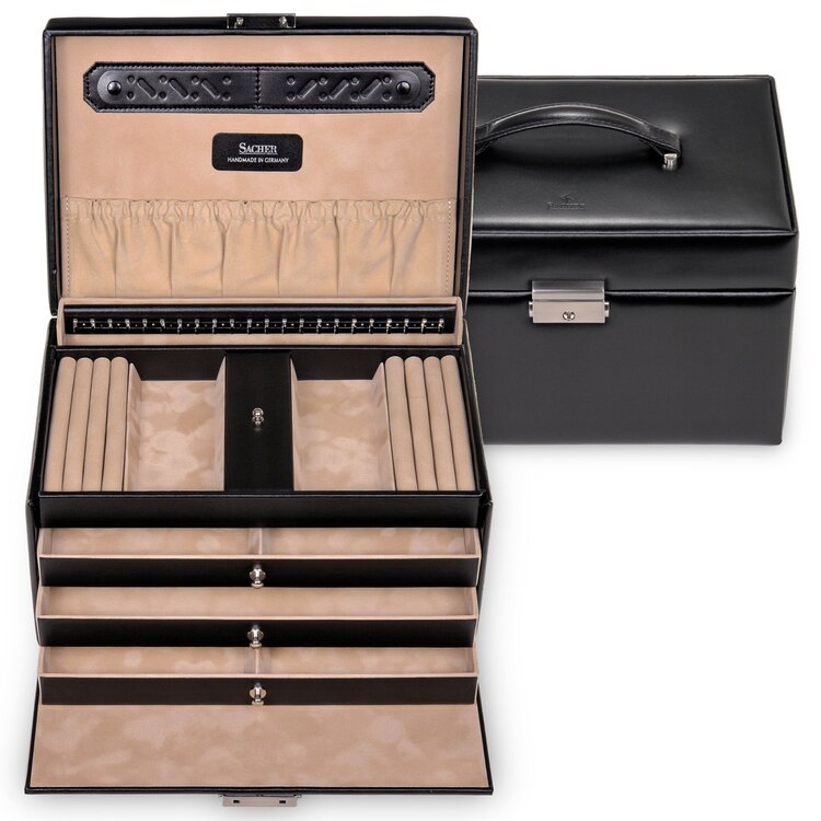 Schmuckkasten Julia new classic / schwarz (Leder)