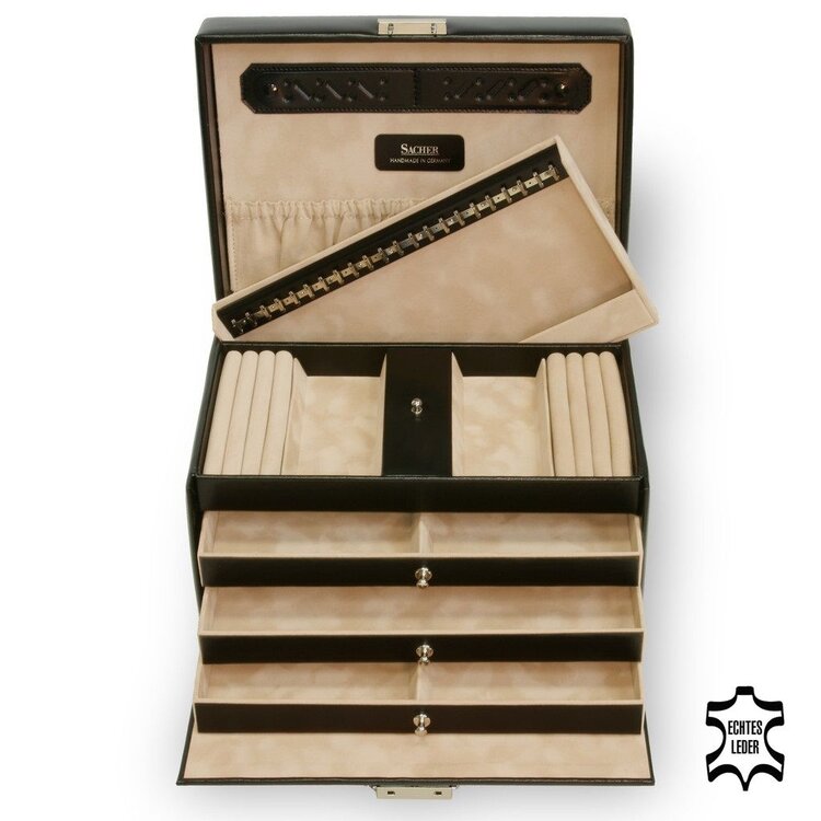 Schmuckkasten Julia new classic / schwarz (Leder)